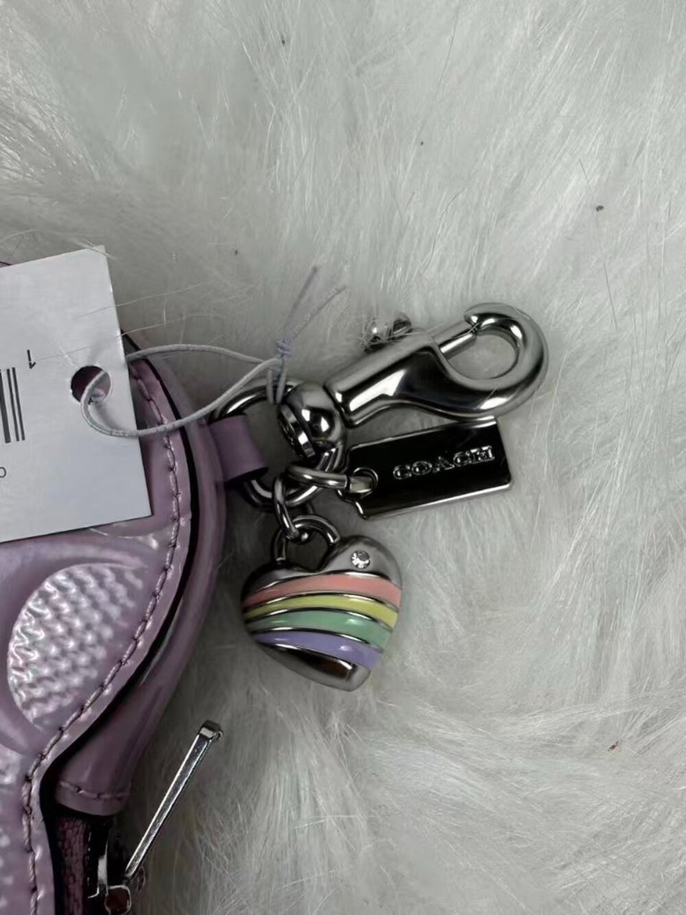 Coach Heart Bag Charm In Signature Leather With Heart Charm CDD04 NWT - Picture 3 of 5